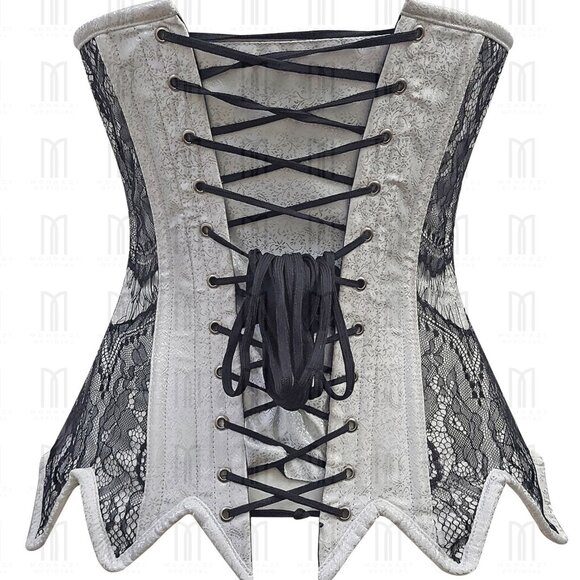 Elegant Underbust Brocade Corset with Eyelash Lace Overlay & Steel Boning - Picture 3 of 3